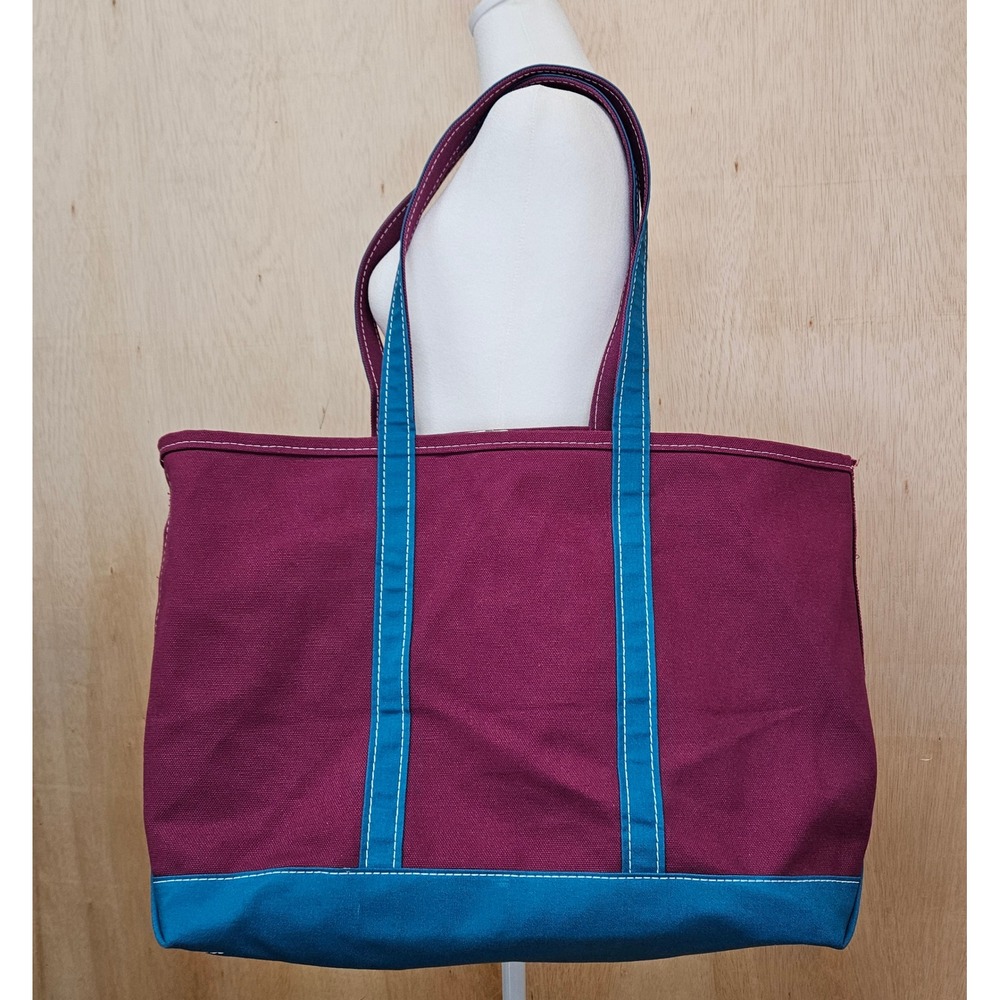 RARE Vintage 22" L.L. Bean Magenta And Teal Canvas Boat And Tote Made In U.S.A - Picture 1 of 9